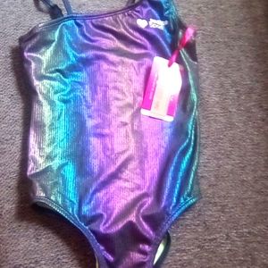 NWT Justice JSport 1PC Shine Multicolor Bathing suit (Kids M-10)